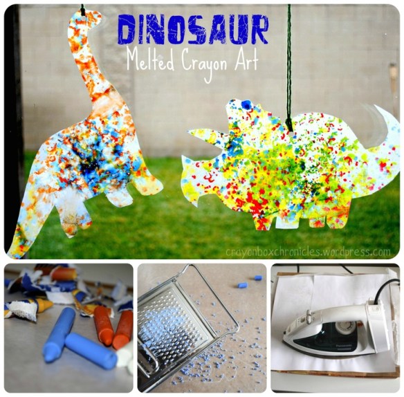 Dinosaur Melted Crayon Art by Crayon Box Chronicles 