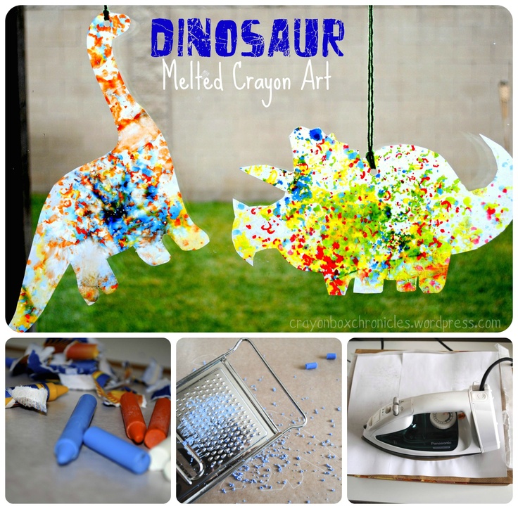 Dinosaur Melted Crayon Art by rayon Box Chronicles