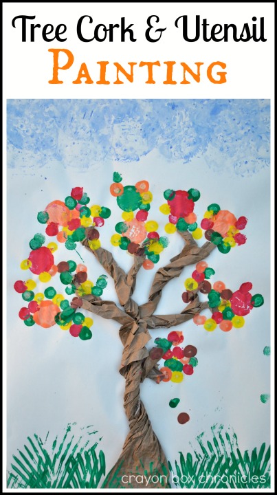 Tree Cork & Utensil Painting @ Crayon Box Chronicles 