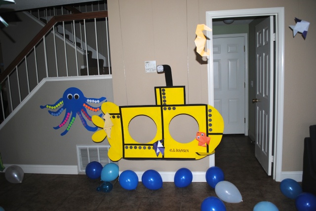 Submarine Photo Op for Under The Sea Birthday Party @ Crayon Box Chronicles 