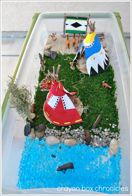 Native American Small World w/ Teepee & Drum Craft @ Crayon Box Chronicles 
