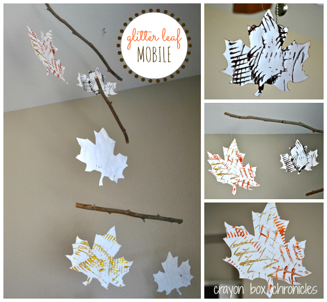 Glitter Leaf Mobile by Crayon Box Chronicles 