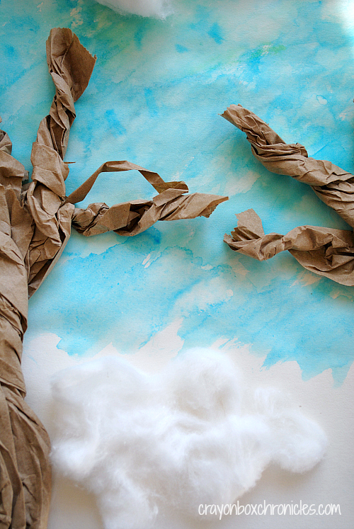 Winter Book & Craft: Snowy Paper Bag Tree by Crayon box Chronicles