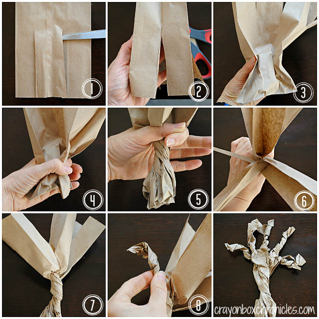 Winter Book & Craft: Snowy Paper Bag Tree by Crayon box Chronicles