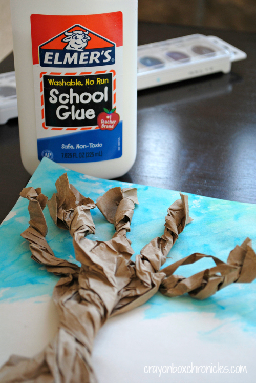 Winter Book & Craft: Snowy Paper Bag Tree by Crayon box Chronicles