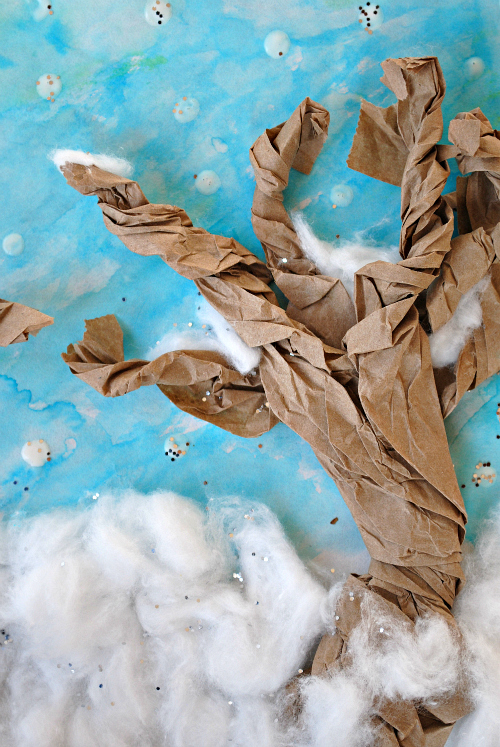 Brown paper bag tree craft for kids