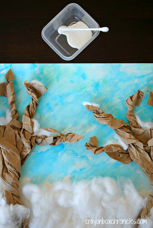 Winter Book & Craft: Snowy Paper Bag Tree Craft by Crayon Box Chronicles