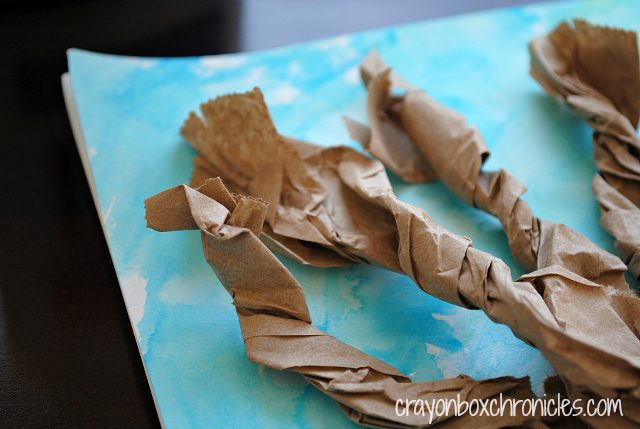 Winter Book & Craft: Snowy Paper Bag Tree by Crayon box Chronicles