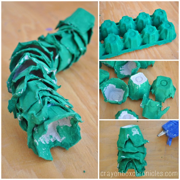 alligator tail made from egg carton