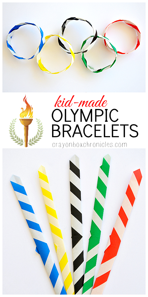 Kid-Made Origami Olympic Bracelets for opening day by Crayon Box Chronicles 