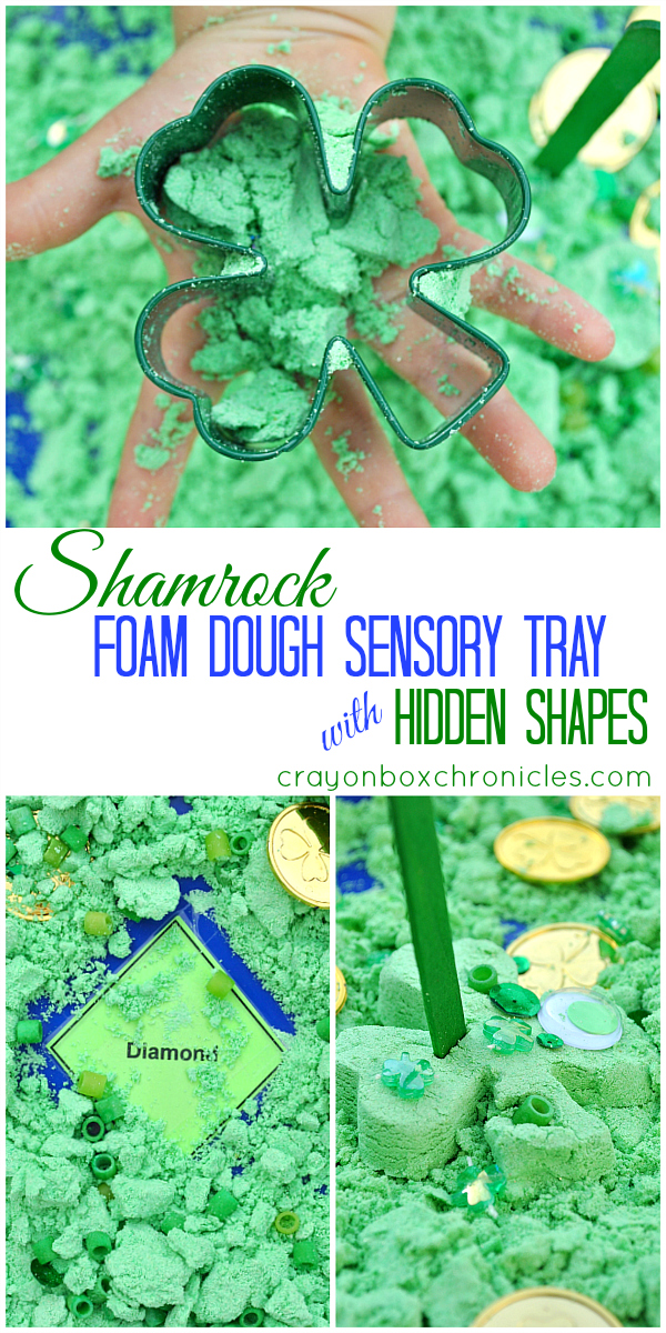 Shamrock Foam Dough Play with Hidden Shapes by Crayon Box Chronicles