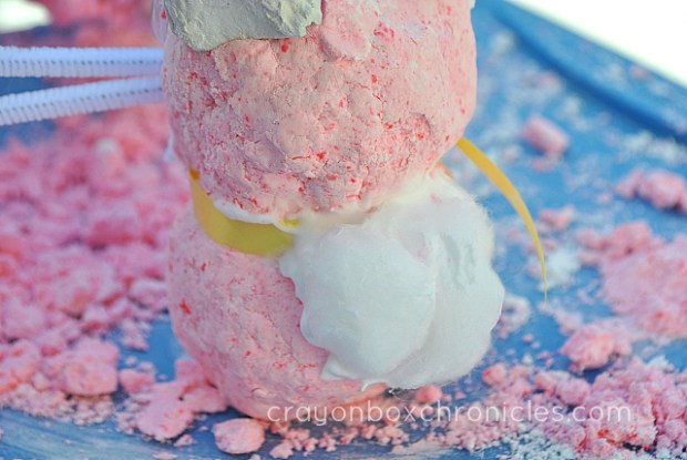 Cotton ball tail on foam dough bunny