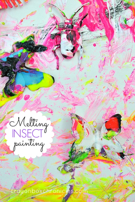 Melting insect sensory painting for kids