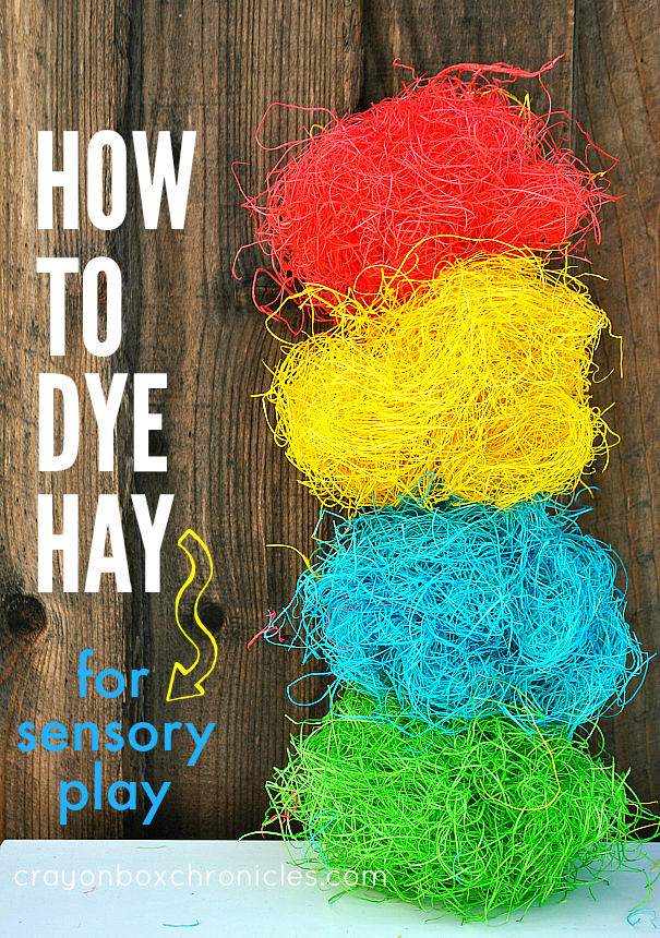 how to dye hay for sensory play