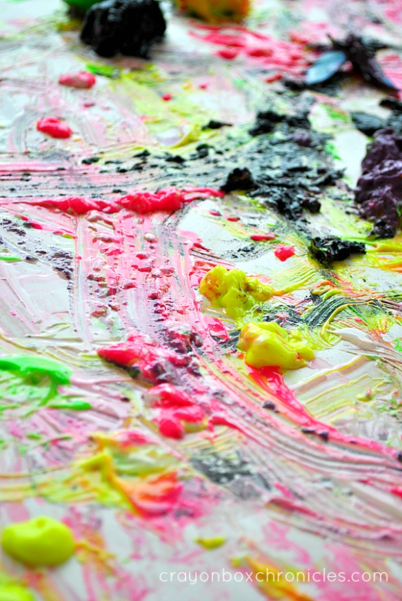 melted paint during process art activity 