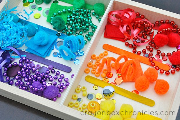 rainbow colored sensory materials