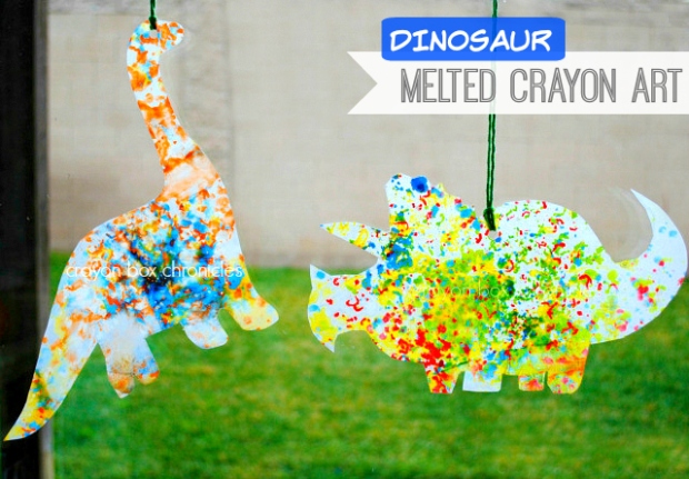 dinosaur melted crayon art