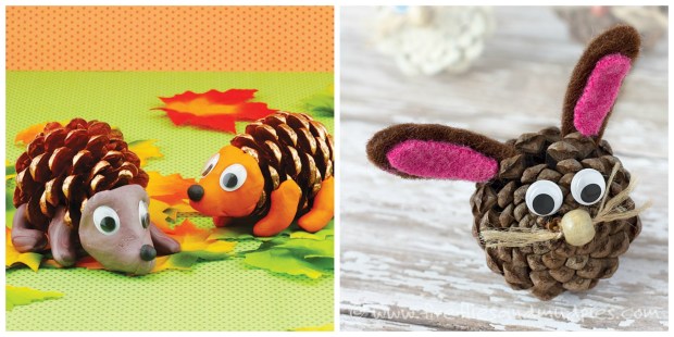 Animal pine cone crafts for kids