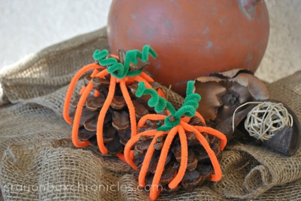 Easy Weaving Pine Cone Pumpkin Craft for Kids