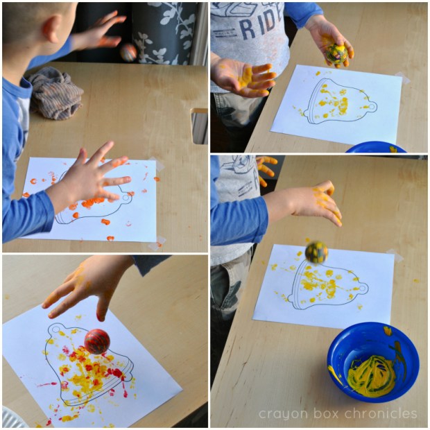 Bouncy Ball Christmas Art Activity for Preschoolers